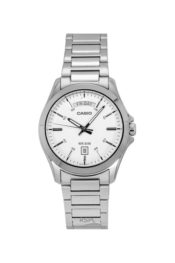 Standard Analog Stainless Steel White Dial Quartz MTP-1370D-7A3V Men's Watch