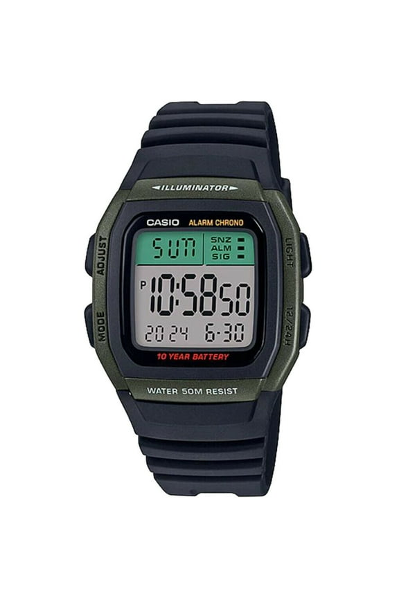 Standard Digital Black Resin Band Watch W96H-3A