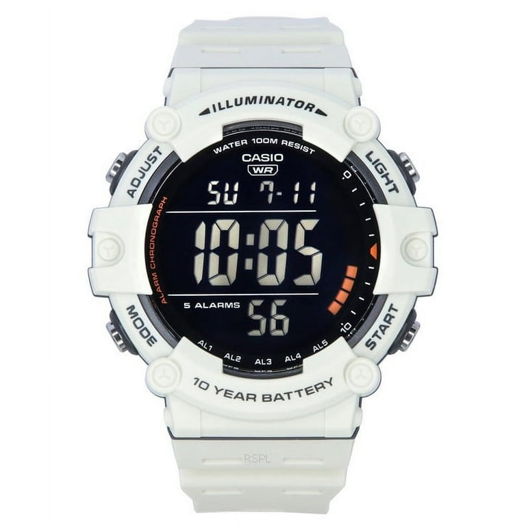 Casio Standard Digital White Resin Strap Quartz AE 1500WH 8B2 100M Men s Watch Walmart