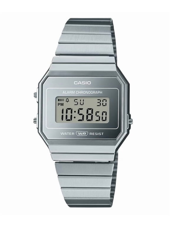 Unisex 21mm Vintage Stainless Steel Silver Wristwatch, Silver, (A700WEV-7A)