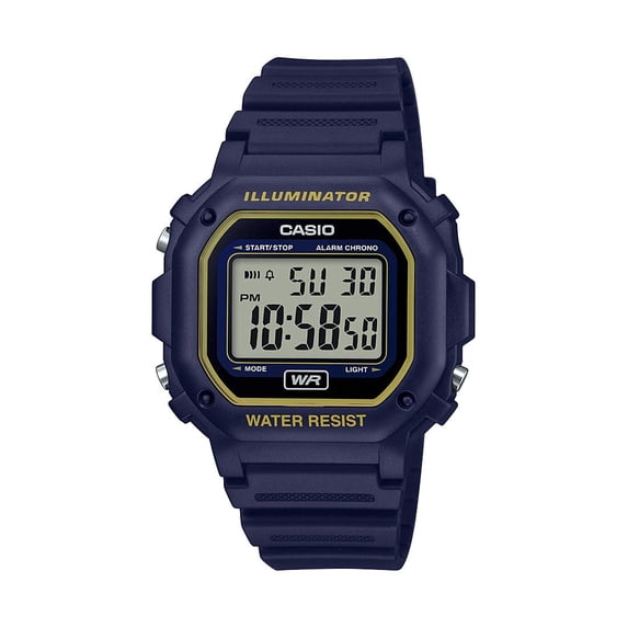 Casio Unisex 237mm Stainless Steel Resin Strap Wristwatch, Blue and Yellow, (F-108WH-2A2CF)