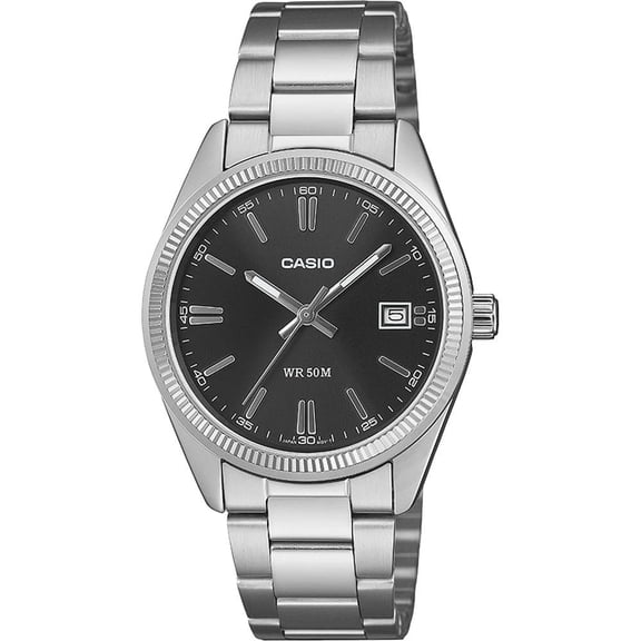 Casio Unisex Black Dial Silver Band Wristwatch, (UTP-1302PD-1A)