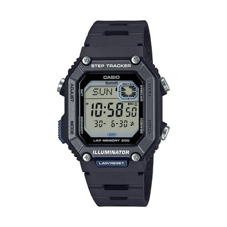 Casio Unisex Bluetooth Connect Step Tracker 200-Lap Watch, Black WS-B1000-1AV