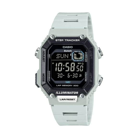 Casio Unisex Bluetooth Connect Step Tracker 200-Lap Watch, Light Gray WS-B1000-8BV