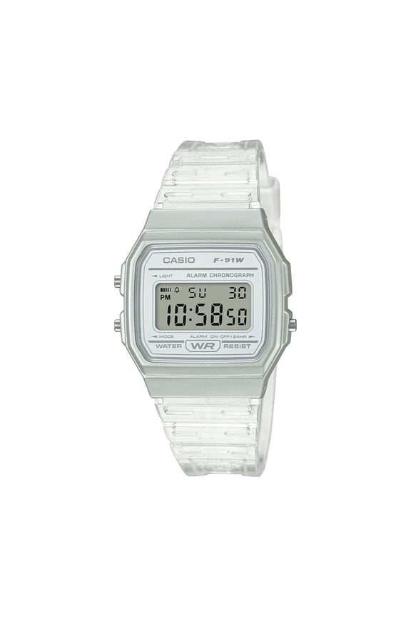 Unisex White Digital Jelly Watch F91WS-7