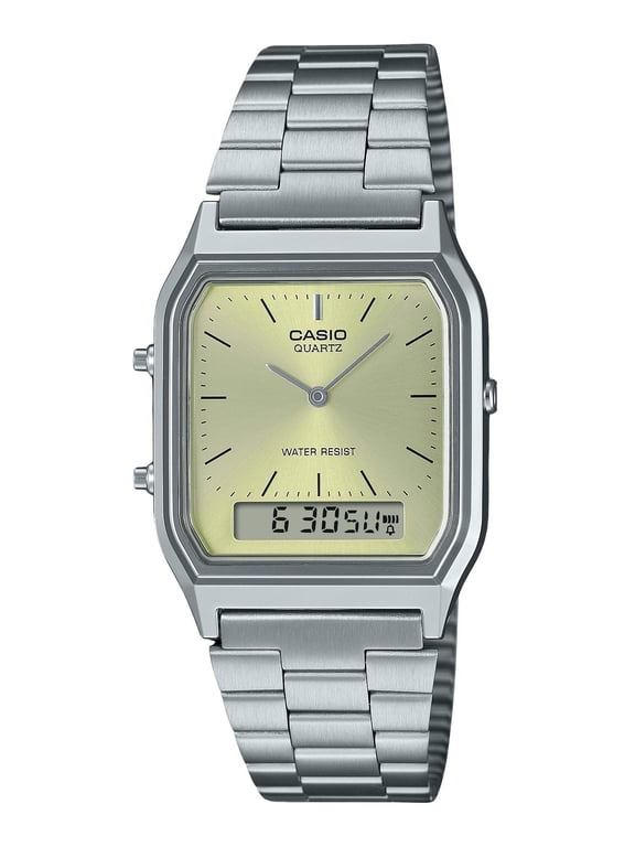 Vintage Analog Digital Light Champagne Dial Quartz AQ-230A-9AMQY Unisex Watch
