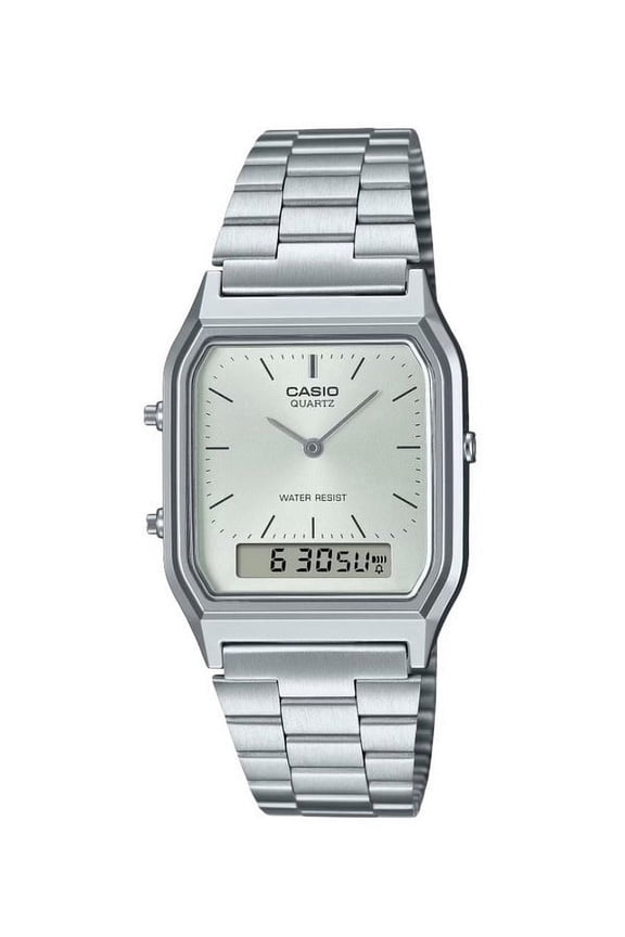 Vintage Analog Digital White Dial Quartz AQ-230A-7A Women's Watch