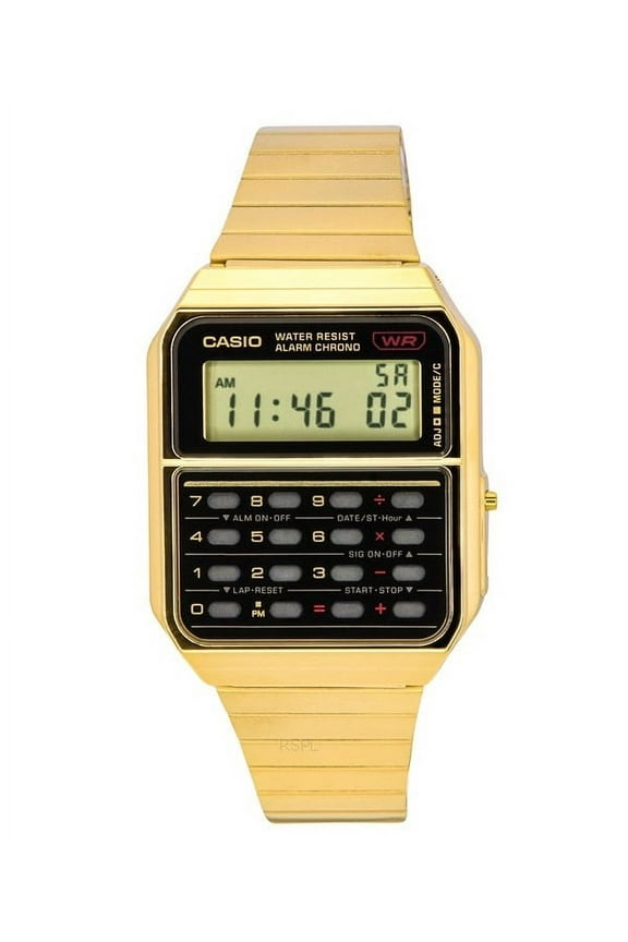 Vintage Digital Calculator Gold Tone Stainless Steel Quartz CA-500WEG-1A Men's Watch