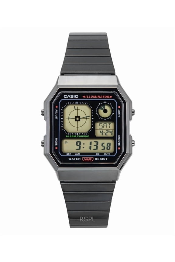 Vintage Digital Stainless Steel Quartz A130WEGG-1A Unisex Watch