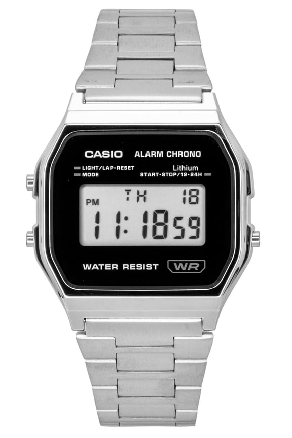 Vintage Digital Stainless Steel Quartz A158WEA-1 Unisex Watch