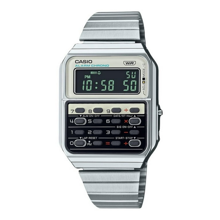 Casio Vintage Heritage Colors Digital Stainless Steel Quartz CA 500WE 7B Unisex Calculator Watch