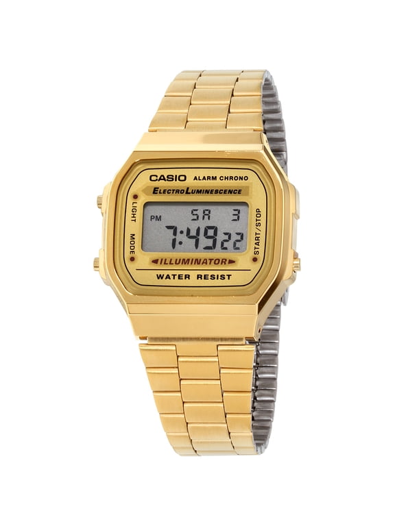 Vintage Retro Gold Digital Dial Stainless Steel Unisex Watch A168WG9UR
