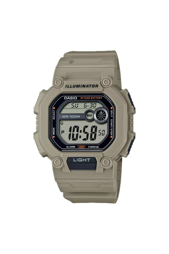 Men's Shock-Resistant Digital Sport Watch with Beige Band - W-737HX-5AVCF