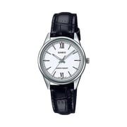 Casio Women s Black Leather Strap White Dial Analog Watch - LTP-V005L-7B2UDF