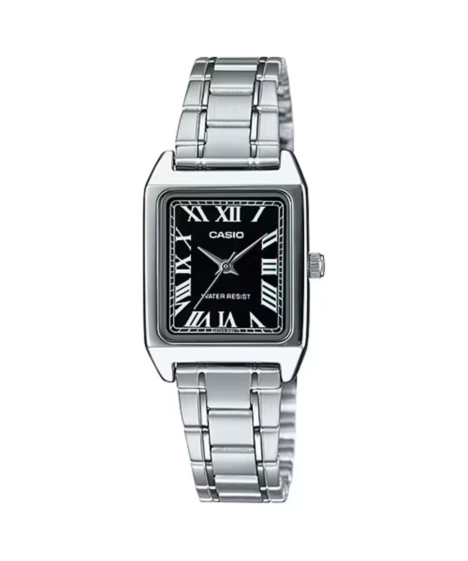 Casio Women’s Silver Watch with Black Roman Dial - LTP-V007D-1BUDF