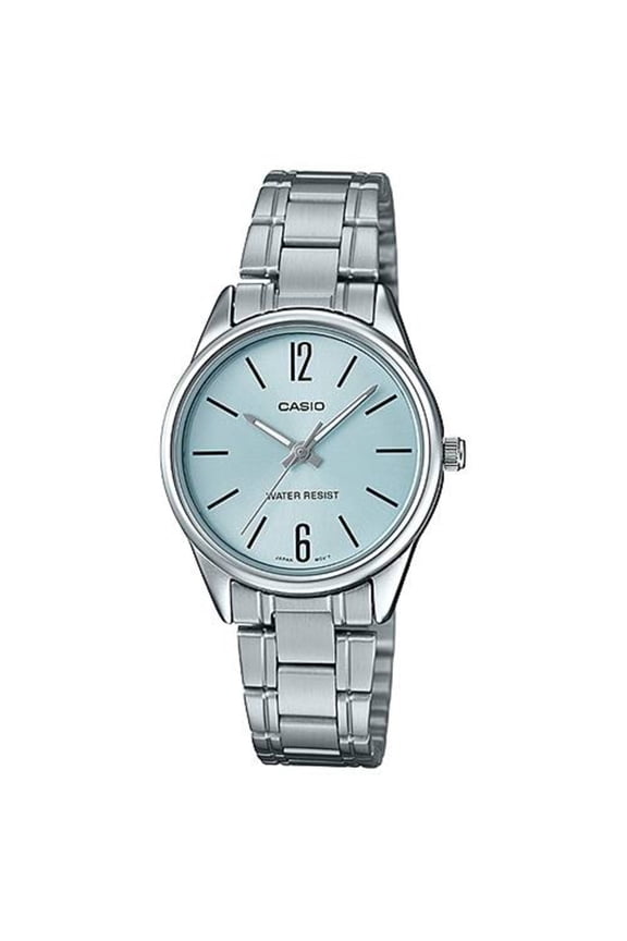 Womens Silver Stainless Steel Watch with Light Blue Dial - LTP-V005D-2BUDF