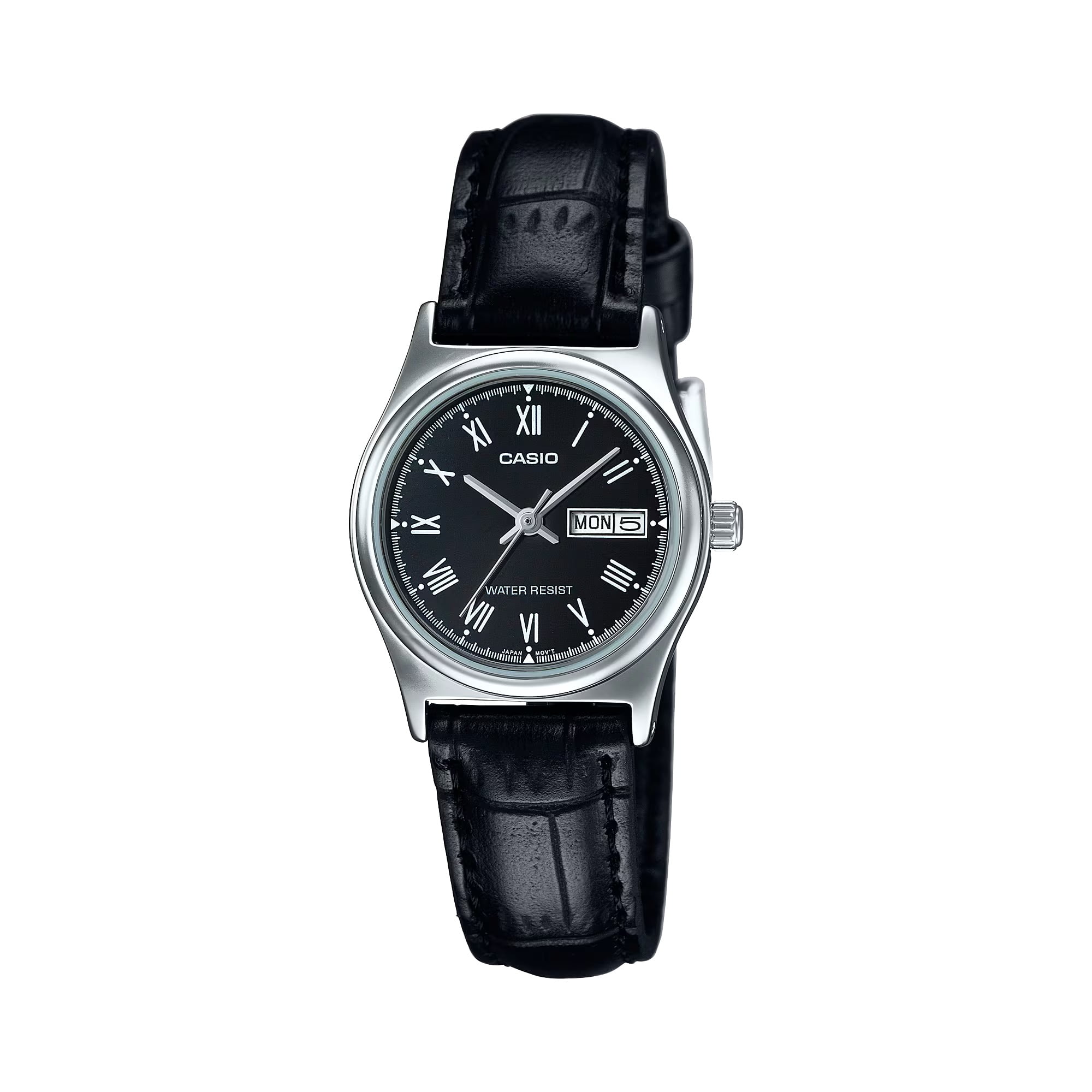 Casio Women’s Black Leather Strap Black Dial Analog Watch - LTP-V006L-1BUDF