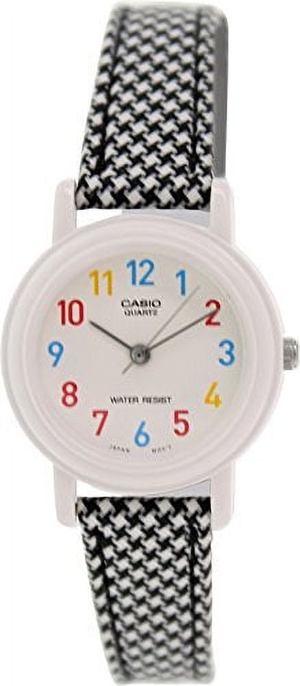 Casio Women's 20mm Leather/Cloth Black Analog Wristwatch, Black & Silver