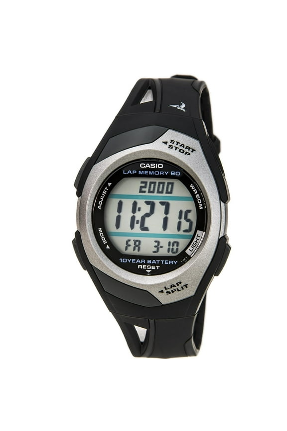 Women's 60-Lap Digital Running Watch, Black/Silver STR300C-1V