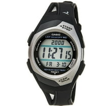 Casio Women's 60-Lap Digital Running Watch, Black/Silver STR300C-1V
