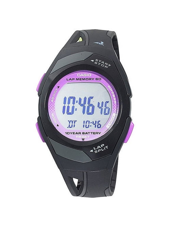 Women's 60-Lap Sport Watch, Black/Purple STR300-1C