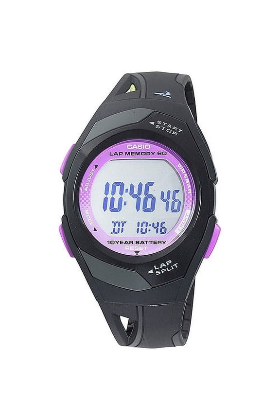 Women's 60-Lap Sport Watch, Black/Purple STR300-1C