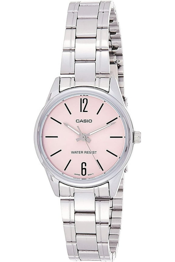 Womens Pink Dial Analog Watch with Stainless Steel Bracelet -