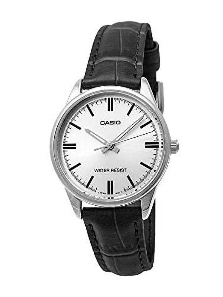 Casio Women's Analog Quartz Stainless Steel Black Leather Watch