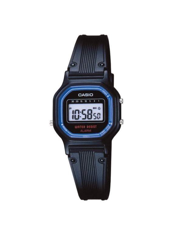 Women's Daily Alarm Digital Watch, Black/Blue LA11WB-1