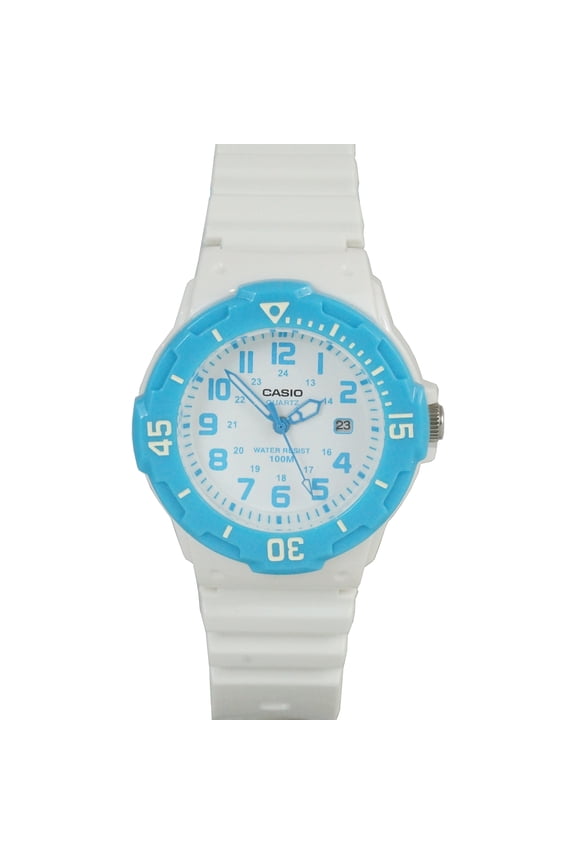 Women's Dive Style Analog Watch, White Resin Band /Blue Accents LRW200H-2BV