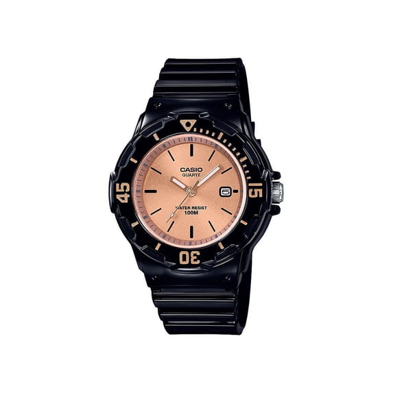 Casio Women's Dive-Style Watch, Black/Rose Gold