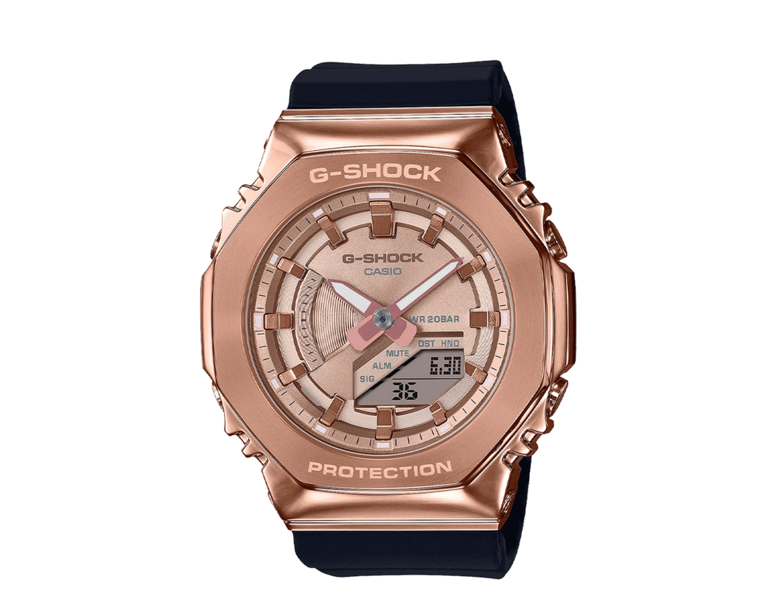 G-Shock Ladies' Rose Gold-Tone Metal Covered Octagonal Black Resin
