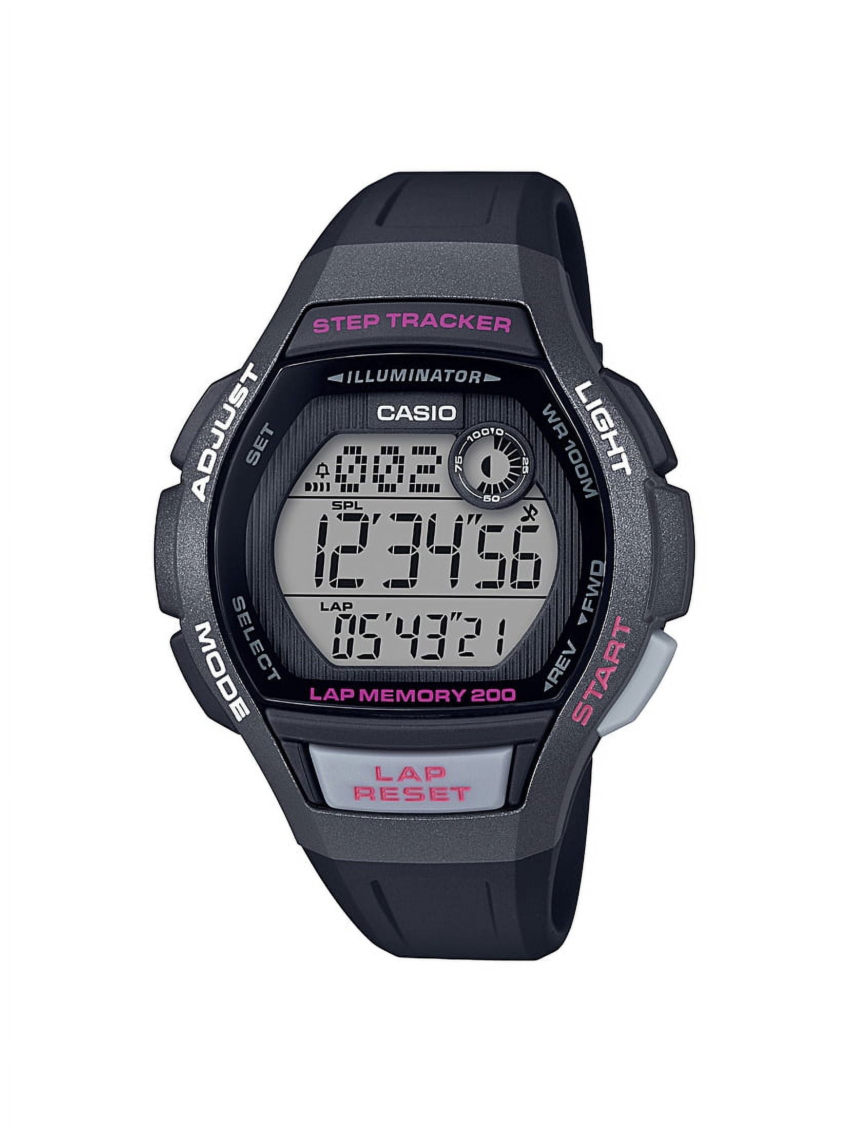 Casio Women's Step Tracker Watch, Black/Pink LWS2000H-1AV