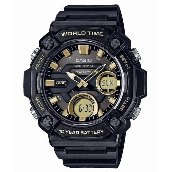 Casio Youth Analog Digital Resin Black Dial Quartz AEQ-120W-9AV AEQ120W-9 100M Men's Watch