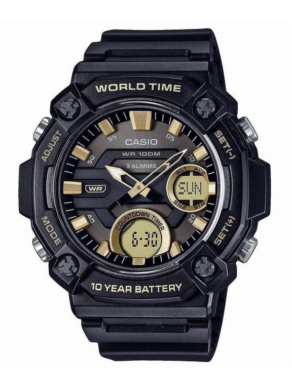 Youth Analog Digital Resin Black Dial Quartz AEQ-120W-9AV AEQ120W-9 100M Men's Watch