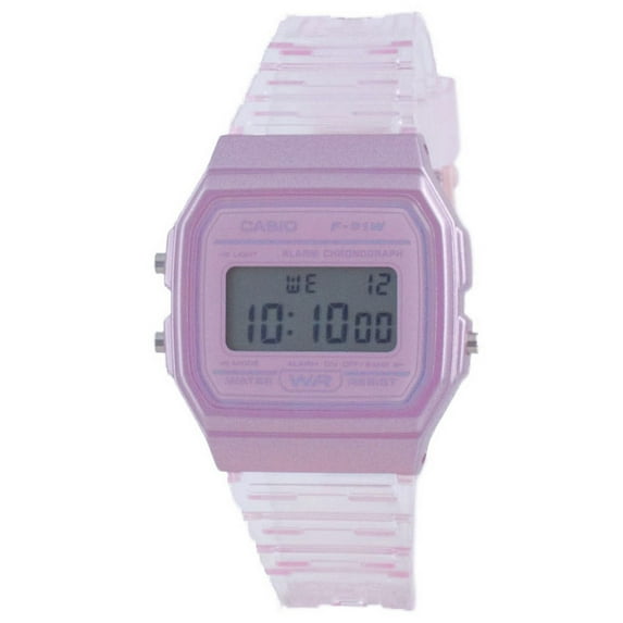 Casio Youth Pink Clear Resin Band Digital F-91ws-4 F91ws-4 Unisex Watch
