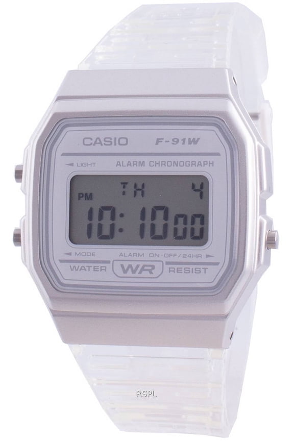 Youth Unisex Gray Clear Band Digital Watch F-91WS-7