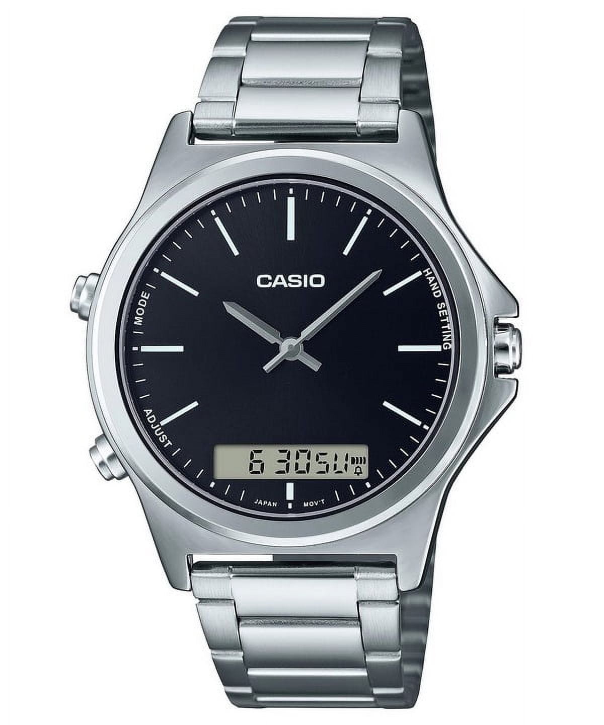 Casio by Casio Men's 18mm Stainless Steel Link Wristwatches, Black, (MTP-VC01D-1E)