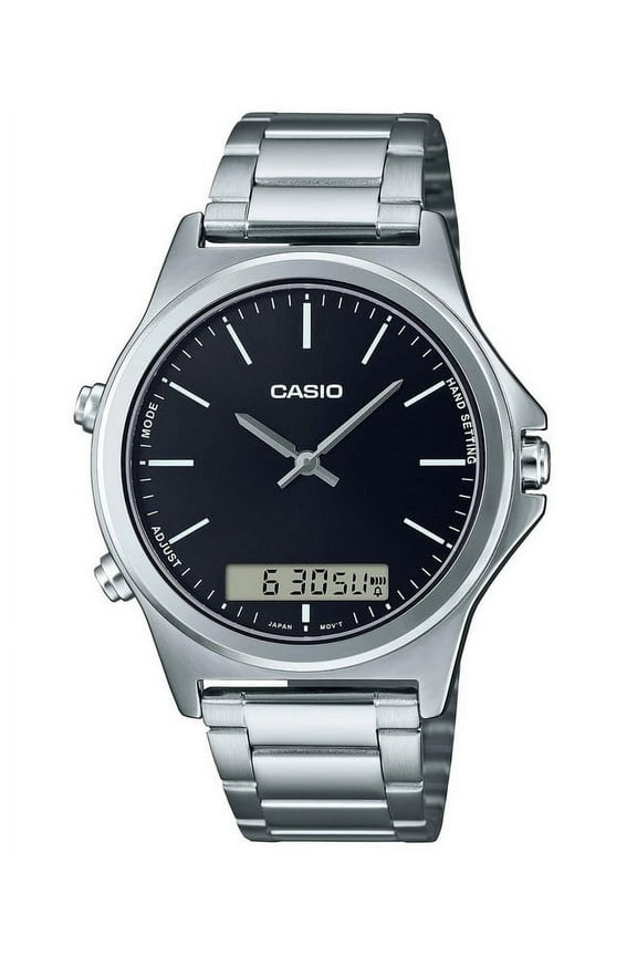 by Casio Men's 18mm Stainless Steel Link Wristwatches, Black, (MTP-VC01D-1E)