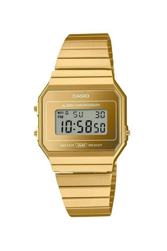 by Casio Unisex 21mm Vintage Digital Stainless Steel Quartz Wristwatch, Gold, A700WEVG-9A