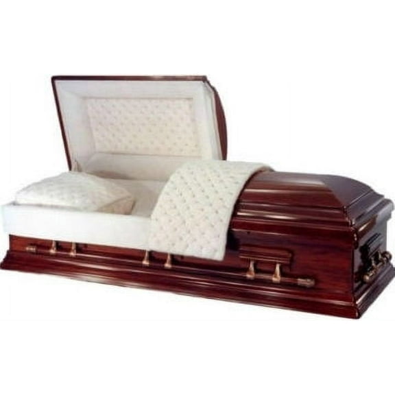 Casket Emporium Classic Series, Rubbed Brown Mahogany Funeral Casket, Rectangular Shape