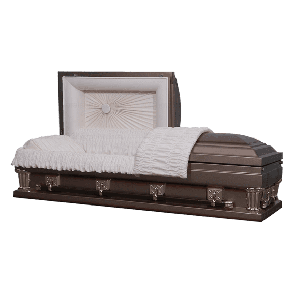 Casket Emporium Franklin Copper Casket, Copper Steel Oversized Half-Couch with Adjustable Bed