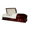 thumbnail image 1 of Casket Emporium, Cherry Series, Red Velvet Funeral Casket, Rectangular Shape with Plush Interior, 1 of 1