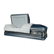 Casket Emporium Grand Funeral Casket, Velvet Interior, Adjustable Bed, Blue, Size Standard