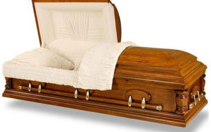 Casket Emporium Jackson Solid Pecan Funeral Casket Beige