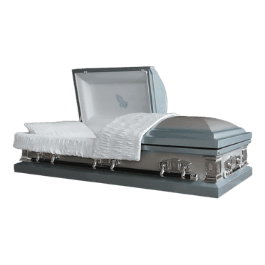 Casket Emporium Jupiter Series Blue Steel 20 Gauge Funeral Casket, Rectangular Sealed