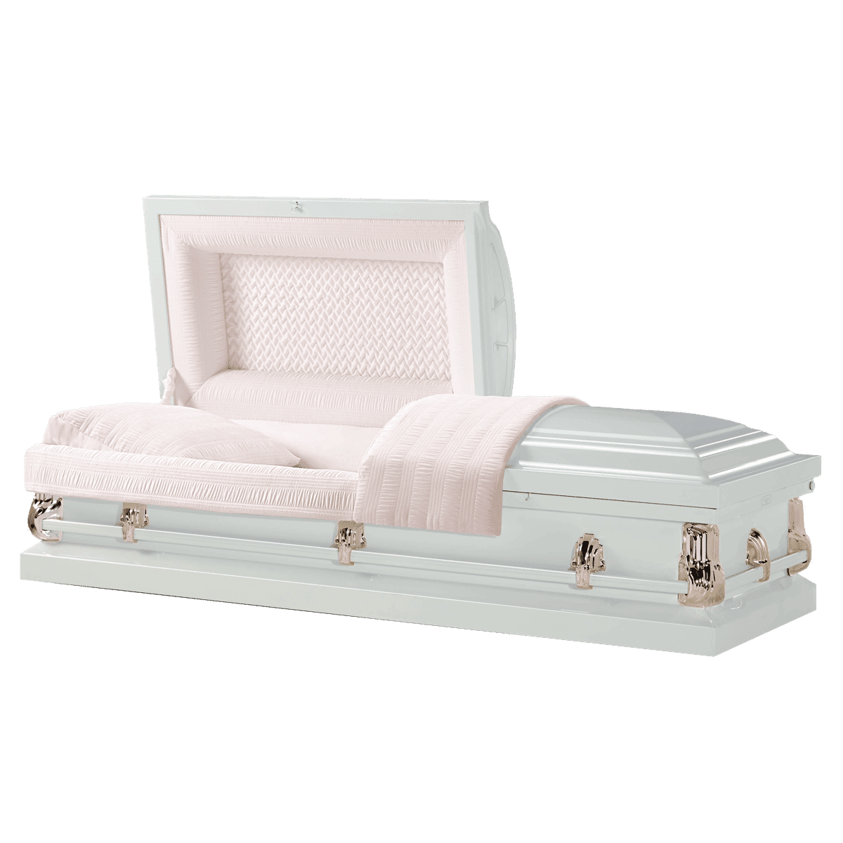 Casket Emporium Monroe White Non-Sealed Steel Half-Couch Casket, 20 Gauge