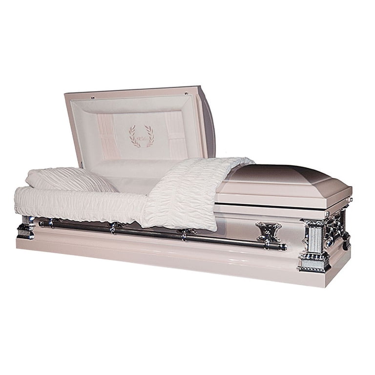 Casket Emporium Mother Pink Steel 18 Gauge Funeral Casket, Covered