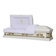 Casket Emporium Neptune Series White Velvet 81" x 28" Caskets, Sealed