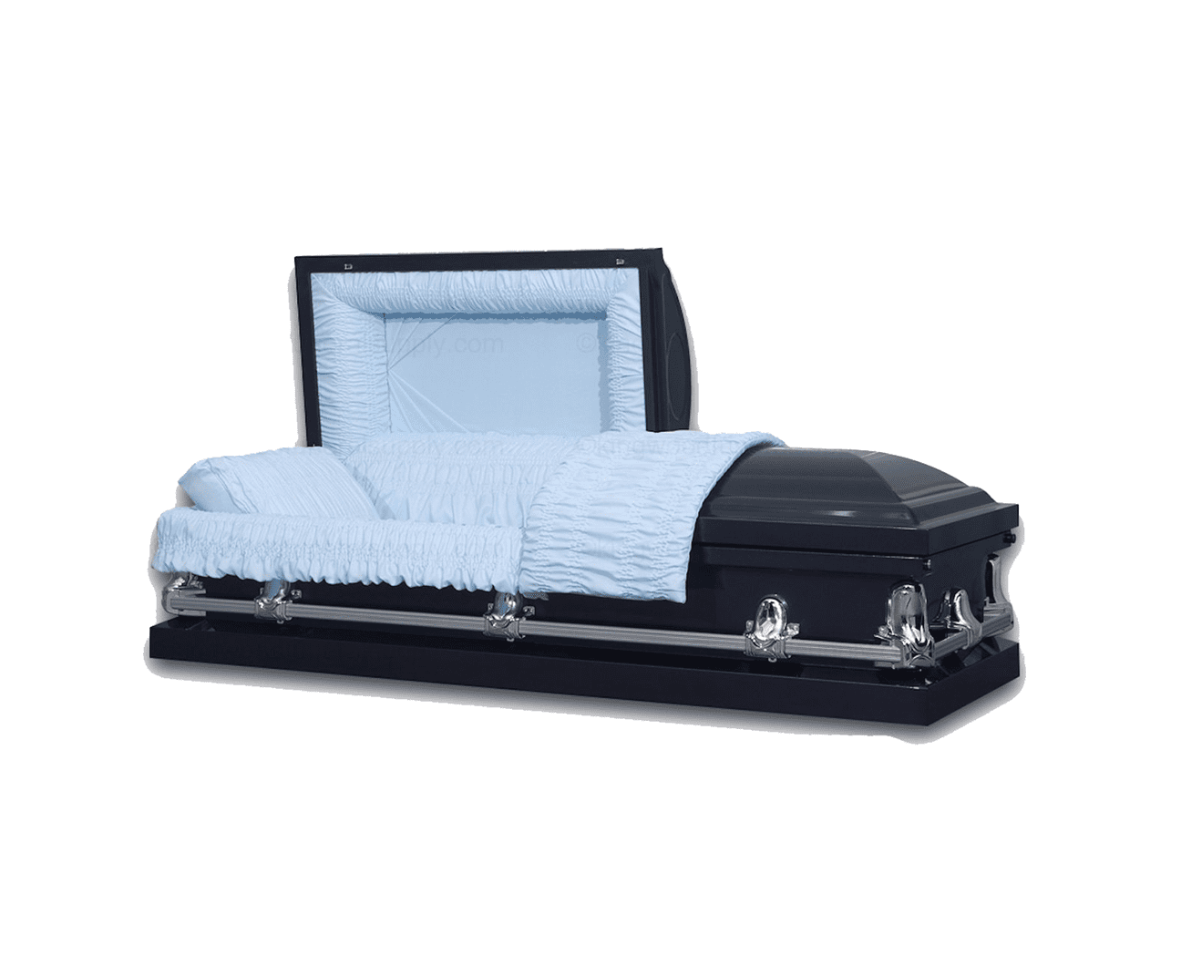 Casket Emporium Oxford Series, Blue Metal Funeral Casket, Rectangular Shape with Plush Interior